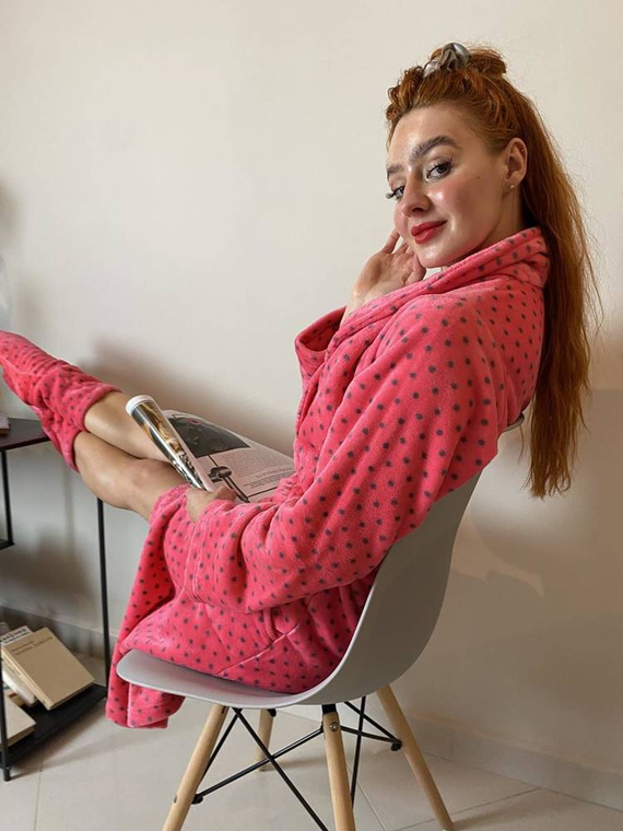 548 Melanie Langer Morgenmantel für Frauen Forex - Himbeere