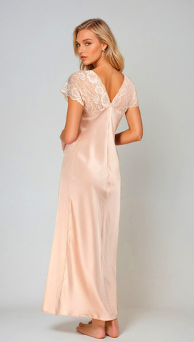 Mactan Satin Slip von Kalimo - langes Nachthemd mit Spitze, nackt 