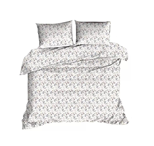 614N Klassische Baumwollbettwäsche E24 Extra weißbraune Bettwäsche Zweigblätter – 100 % Baumwolle, langlebig, farbenfroh, 2-teiliges Set