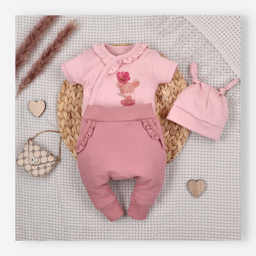 Baby Body Nini Little Mouse Bio-Baumwolle Wickelbody Kurzarm hautfreundlich