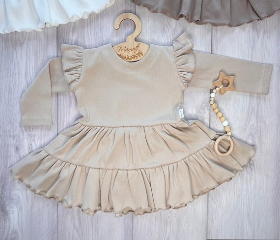 Mamatti SP512 Mädchenkleid mit Flügelärmeln 97% Baumwolle