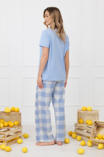 Damen Pyjama MIKA Italian Fashion 100% Baumwolle lange Hose