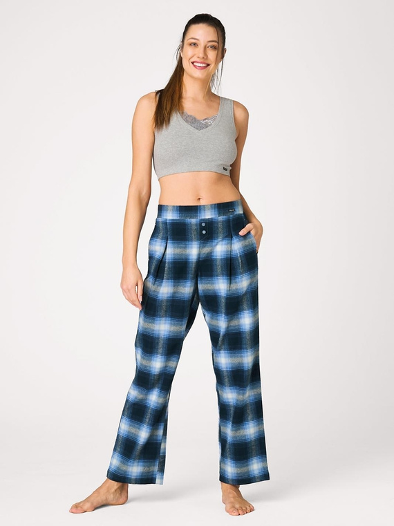 Damen-Pyjamahose Key LHE 465 Jeans – Flanell, 100% Baumwolle
