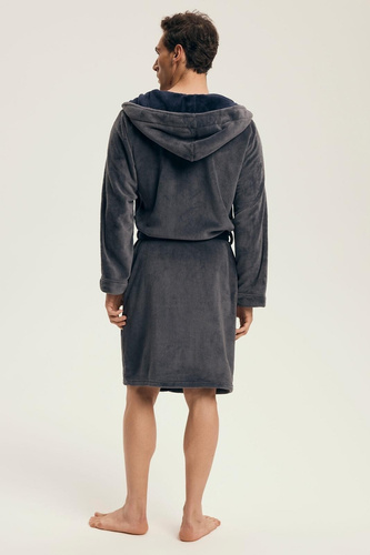 Henderson Herrenbademantel 43377 Natch Grey – Kapuze, warmer Stoff, Komfort und Eleganz