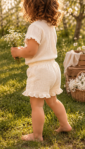 Mamatti SZ50303 ecru Kinder Musselin Shorts, atmungsaktiv und elegant