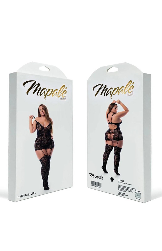 Body Damen Mapale 7481 Romper Babydoll schwarz aus Spitze mit offenem Rücken