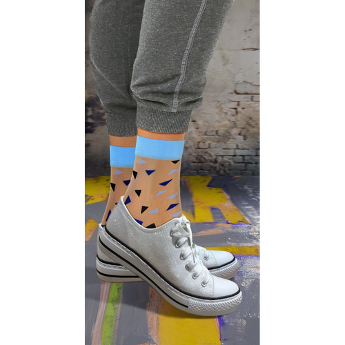 Sesto Senso Damen Nylonsocken, Dreiecke, blau