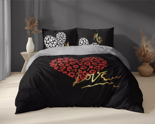 5291 A Holland Cotton Bettwäsche He and She Love Love Detexpol schwarz