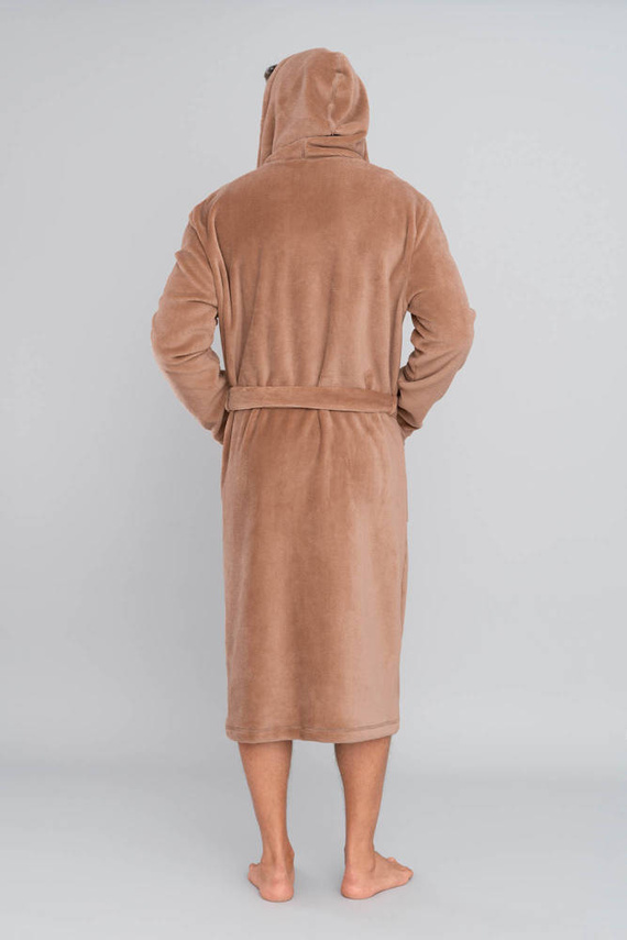 Mimas Herren Bademantel mit Kapuze Italian Fashion- camel 