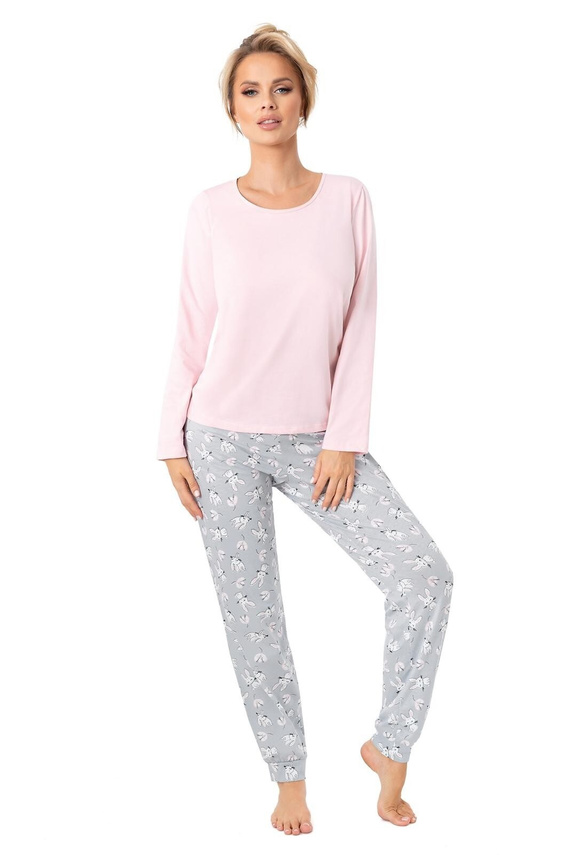 Bunny Long Donna Damenpyjama, rosa – Baumwolle, lange Ärmel, bequemes Set
