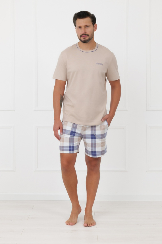 Herrenpyjama Juno Italian Fashion 100% Baumwolle Kurzarm Shorts