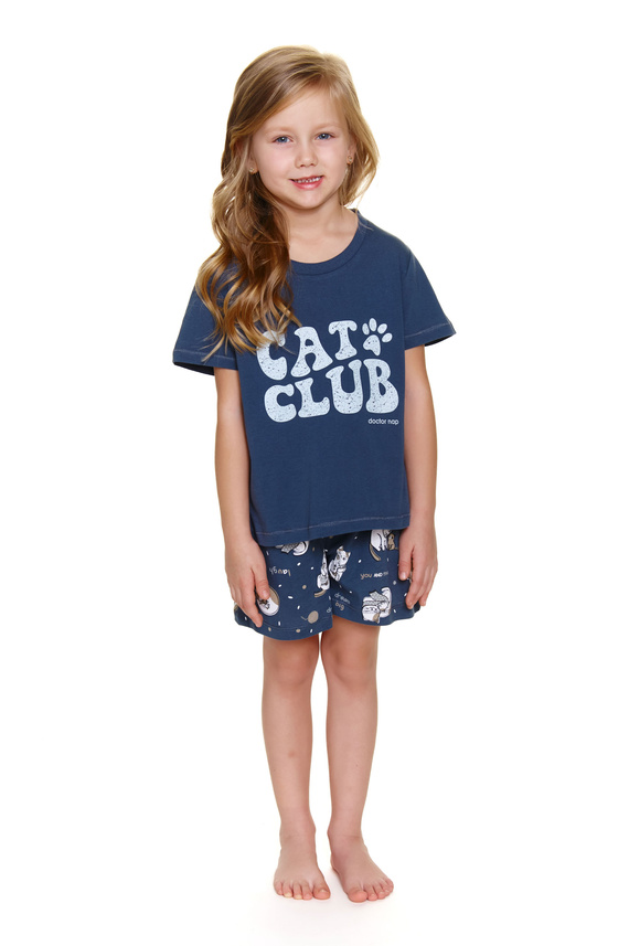7205 „Cat Club“ Unisex Doctor Nap Kinderpyjama – tiefblau