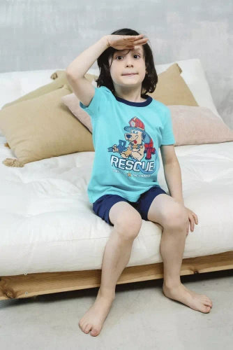 Remek Jungen Schlafanzug kurzarm, Hose Italian Fashion - türkis