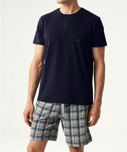 NMP-380 Herren-Kurzarmpyjama, Atlantic – Marineblau und Grau