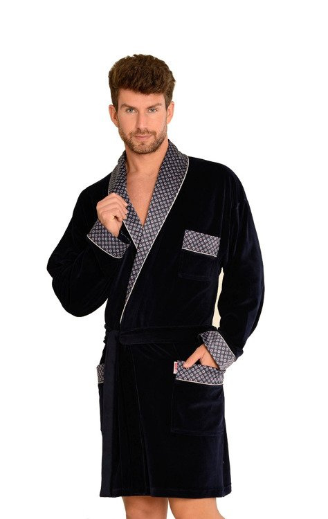 772 Bonjour Herren-Forex-Bademantel - navy blau