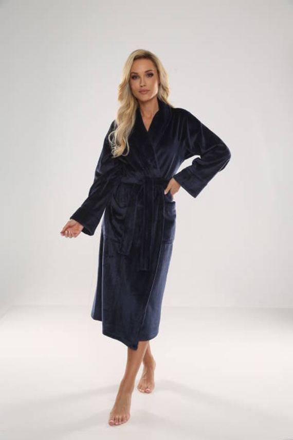 628 Abigail Long Forex Damen Bademantel - navy blau