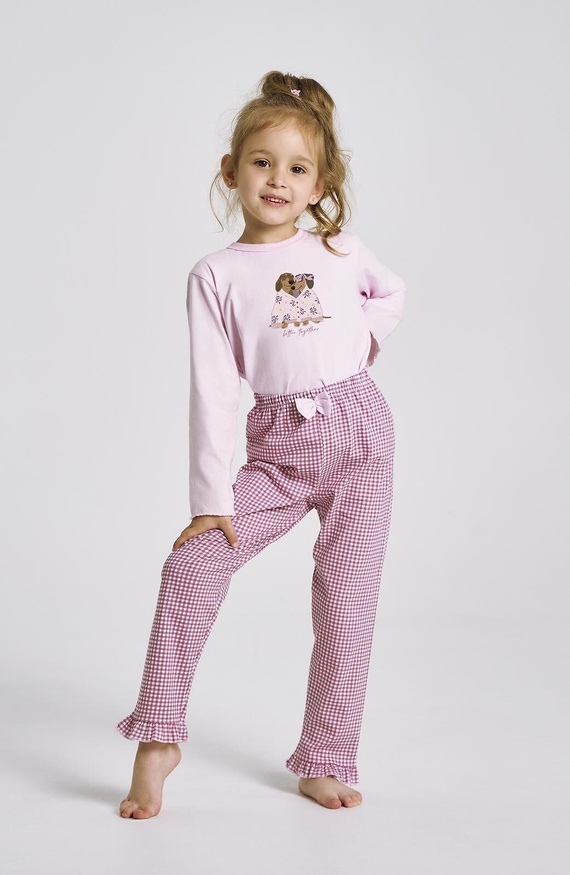 Mädchenpyjama Jasmina 3492, 3493 Taro Pink – Baumwolle, lange Ärmel