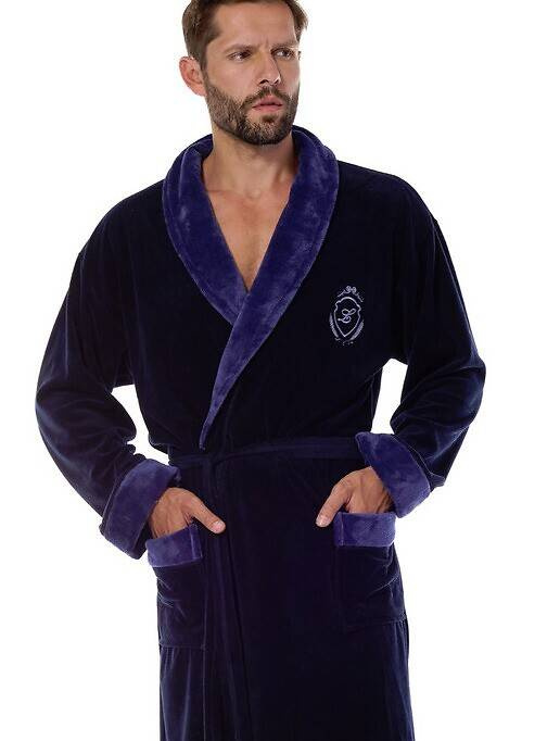 2458 Diego L&L Herrenbademantel – Marineblau