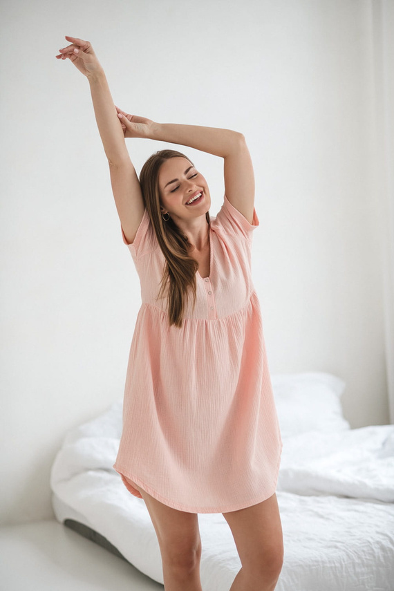 Umstands- und Stillnachthemd Aurora aus Musselin, Milk&Love, Lachsfarben