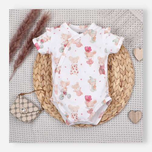 Baby Body Nini Little Mouse Bio-Baumwolle Wickelbody Kurzarm hautfreundlich