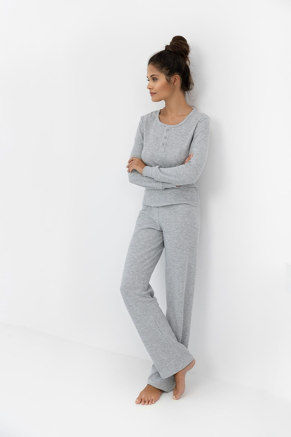 Jade Sensis Damenpyjama – Grau, Baumwolle, lange Ärmel und Hose