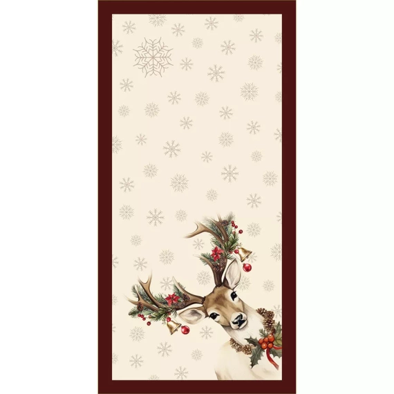 PBN288 Vintage-Hirsch-Weihnachtstischläufer Marquisette, beige
