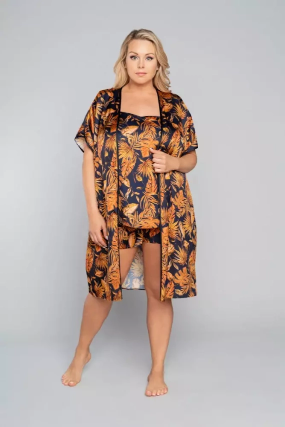 Monstera Damen Bademantel Italian Fashion- Druck