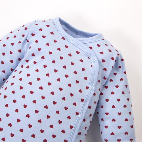 Babybody Love Eevi blau mit Herzen 100% Baumwolle komplett zum Öffnen