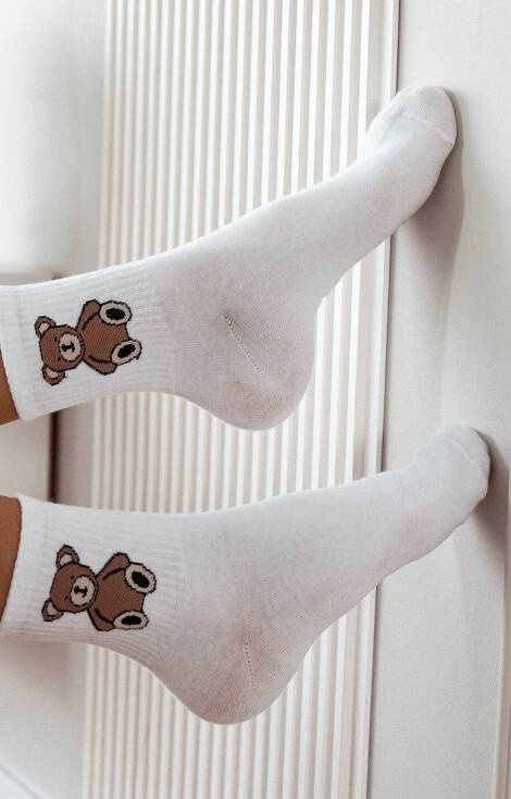 0200-008 Teddybär Milena Damensocken – weiß
