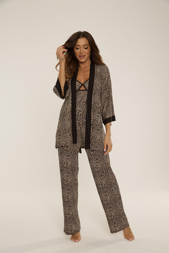 836 Mavis Damen Bademantel kurz De Lafense - Panther braun