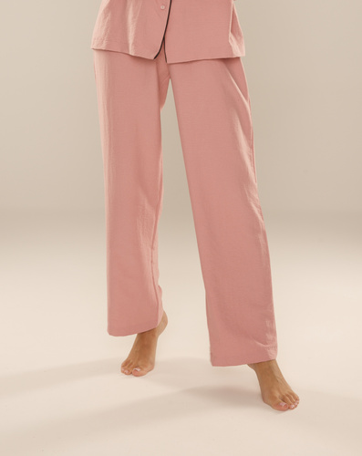 Maeve 875 De Lafense Damen Pyjamahose - lang, einfarbig, mit Taschen - rosa