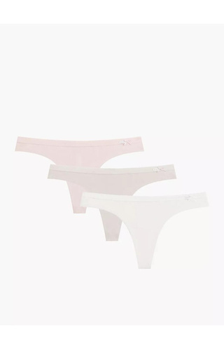 Damen String Atlantic 3CLP-017 Baumwolle 3er Set niedrige Taille bequem