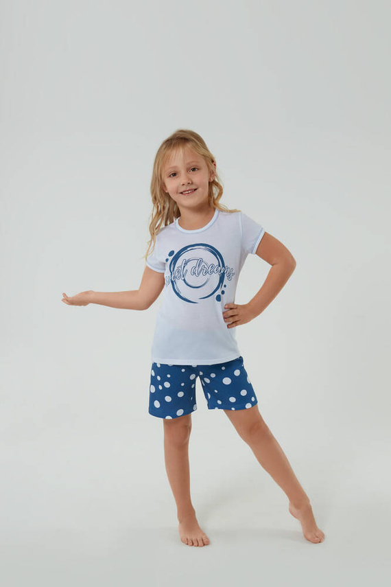 Raba Mädchen-Schlafanzug Italian Fashion - weiß/blauer Druck 