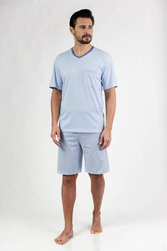 482 Regina Herrenpyjama – Blau