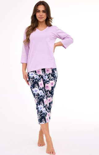 389/463 Natalie 2 Cornette Damenpyjama – Baumwolle, Blumenmuster