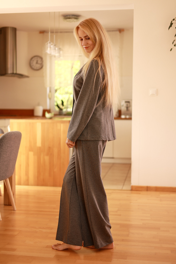 Emi - elegante Damenjacke, 95 % Baumwolle 5 % Elasthan | Polnische Marke Mirale – grau