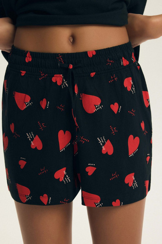 Damenpyjama Elain 44497 Henderson – 100% Baumwolle, Shorts, Herzen