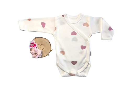 Langärmeliger Umschlag-Body für Mädchen Mamatti BD15026 – 100 % Baumwolle, bequem und zart