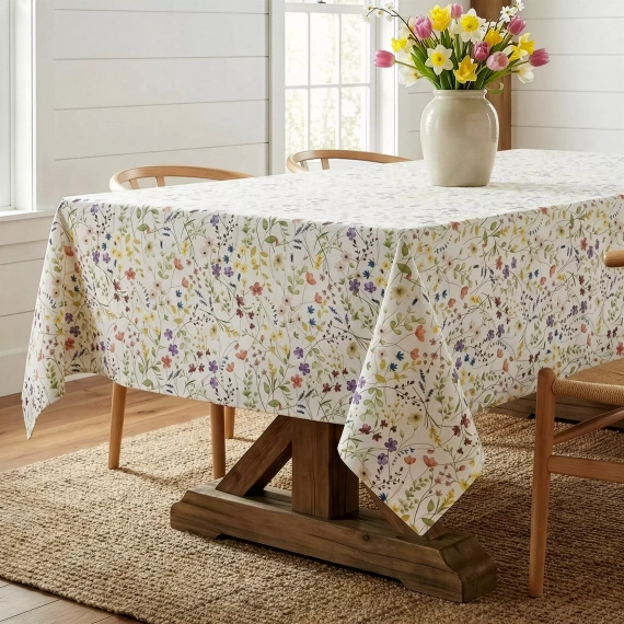 Tischdecke ANNA Eurofirany fleckenabweisend weiß-lila Blumen