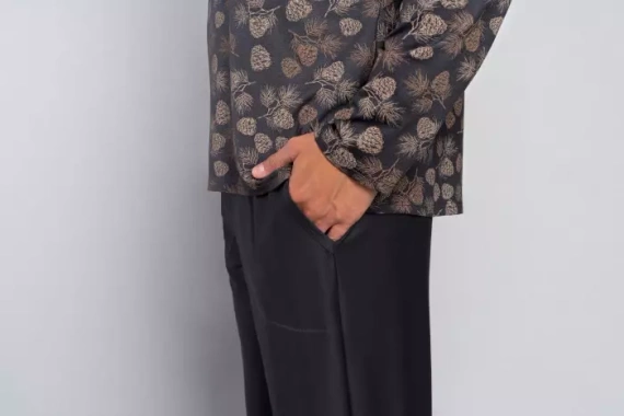 Pinus Herren Schlafanzug mit langen Ärmeln, lange Hose Italian Fashion- print/graphite