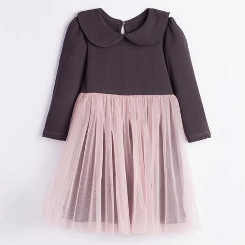 Mädchenkleid Nicol Tosia 225166 aus Tüll in Graphit und Pudriger Rosa