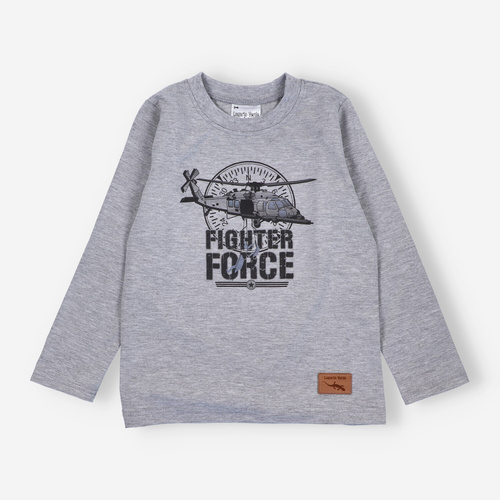 KAR-1018 Jungen-Langarmbluse Lagarto Verde grau – Baumwolle mit Elasthan, polnische Produktion