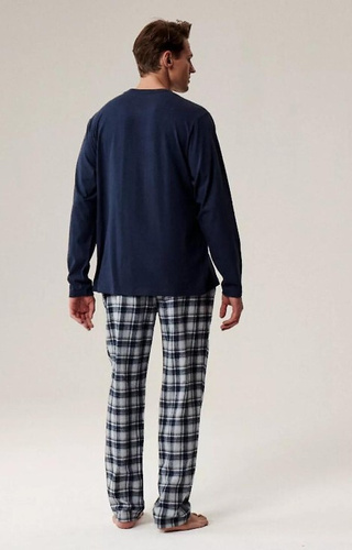 NMP-393 Atlantic Marineblau – Herren-Pyjama und Flanellhose aus Baumwolle