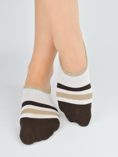 Damen Ballerina-Socken Noviti ST092 – Baumwoll-Stopper mit Silikon ecru E