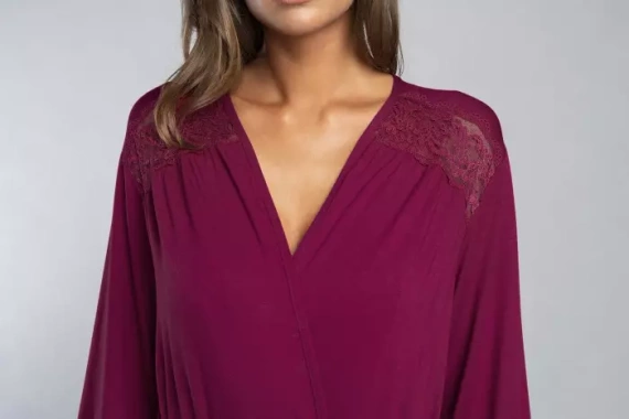 Samaria Robe Italienische Mode 3/4 Ärmel - Wein