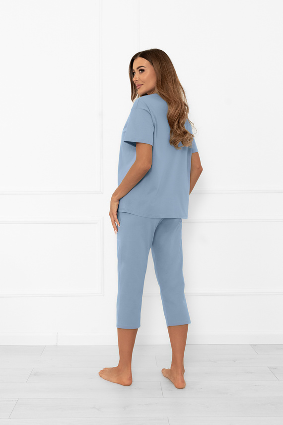 Damen Schlafanzug Ksara - kurzarm, Hose 3/4, Baumwolle Italian Fashion - steel 