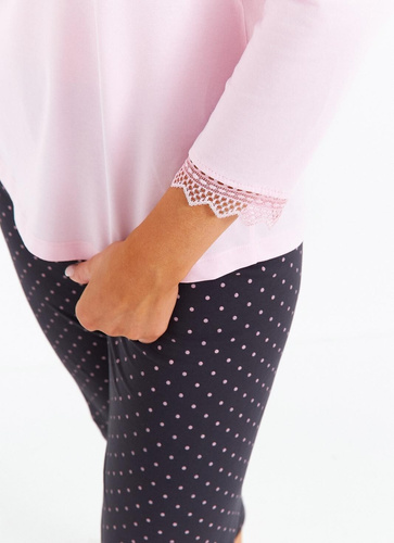 Damenpyjama Cana 481 3/4 rosa – Baumwolle, 3/4 Ärmel, bequem