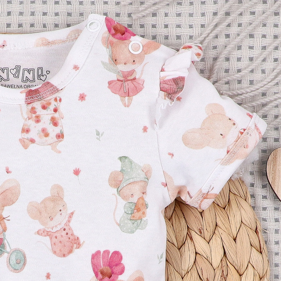 Baby Body Nini Little Mouse Bio-Baumwolle Druckknöpfe Schulter Kurzarm