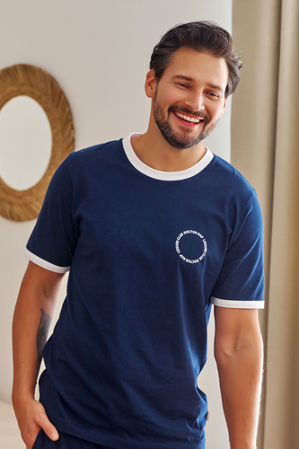 7218 Doctor Nap Herren-Pyjama – Marineblau