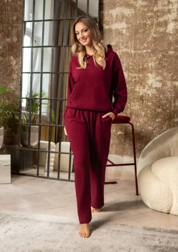 DK-K-B8 Dkaren Damen-Trainingsanzug-Set – Burgunderrot